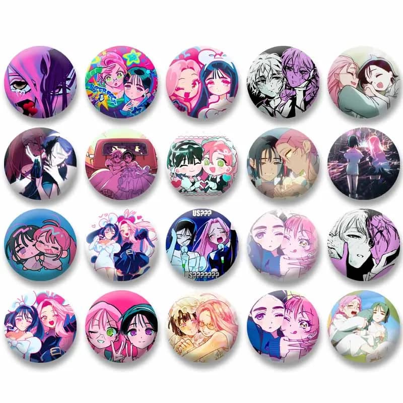 Cute Love Mizi and Sua Brooch Anime Alien Stage Pins Clothing Backpack Hat Accessories Cartoon Cosplay Badge Gifts for Friends
