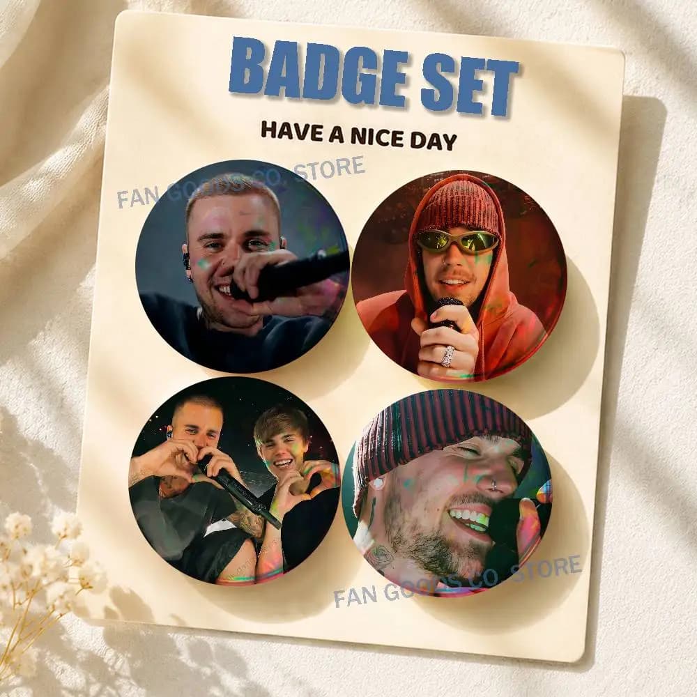 J-Justin Singer B-Bieber 2-piece set Pins Backpack Clothes Jewelry Accessories Cartoon Round Brooch Button Badge Collection Gift