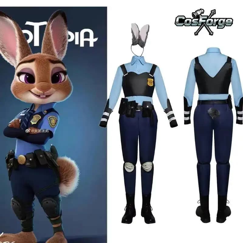 Costume Cosplay Anime Halloween 2026Dy Hopps Zootopia, Uniforme da Poliziotto per Adulti e Bambini, Disfraz Mujer, Completi Carini