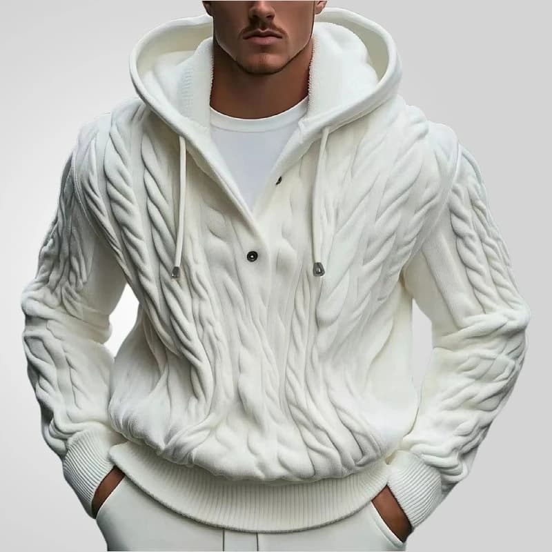 Maglione lavorato a maglia da uomo con coulisse intrecciata, pullover con cappuccio, maglione con ago, giacca, temperamento, alla moda, confortevole