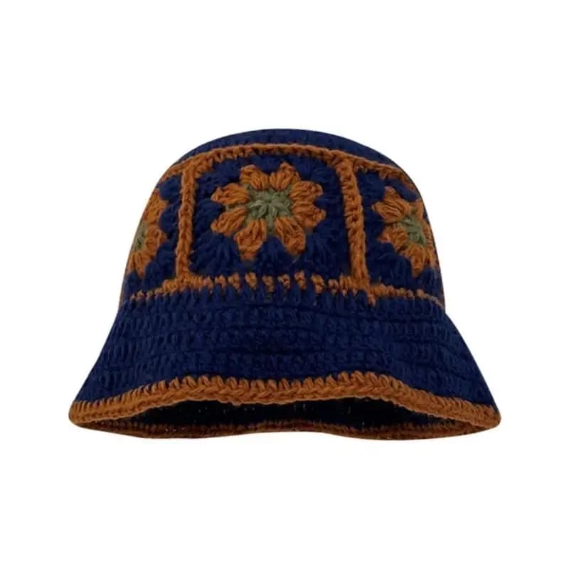 31BB Crochet Bucket Hat for Woman Teenagers Outdoor Foldable Flower Fisherman Hat Wide Brim Spring Summer Anti-Uv Hat