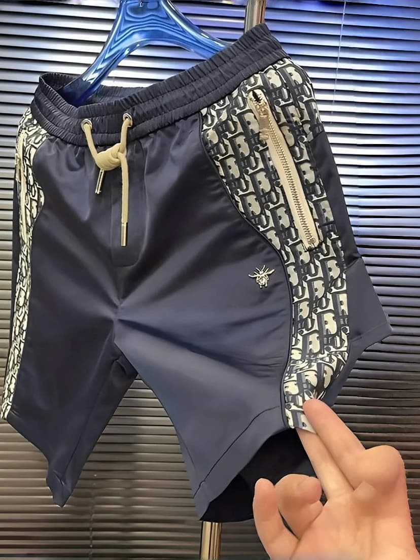 Pantaloncini Estivi da Uomo con Cintura Elastica, Sottili, alla Moda, Versatili, ad Asciugatura Rapida, Design Patchwork, Casual per Giovani