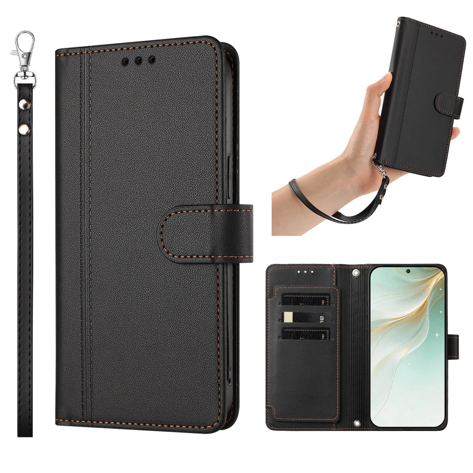 Custodia per telefono in pelle PU per Xiaomi POCO X8 Pro Max F8 Ultra F7 M8 M7 C65 con cordino da polso, slot per carte e portafoglio - Cover Funda