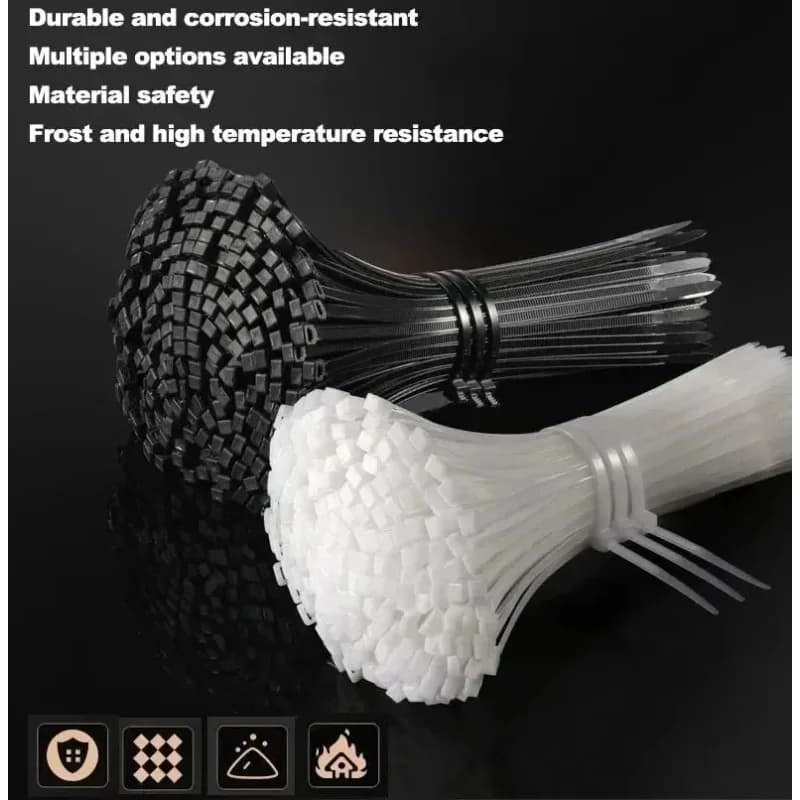 100/300 Pezzi Fascette per Cavi 2.5x200mm Nere e Bianche, Anelli di Fissaggio Riutilizzabili Multifunzionali Anticorrosione per Elettronica