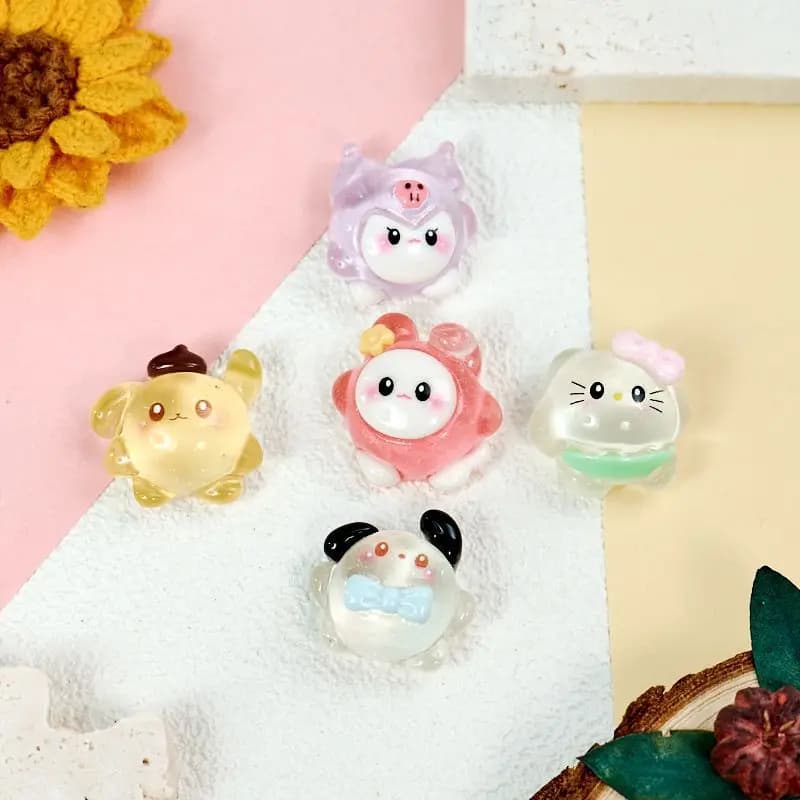20PCS Glow-in-the-dark Resin Cabochons, Round Chubby Charms for DIY Phone Cases, Hair Clips, Car Decor & Cream Glue Crafts