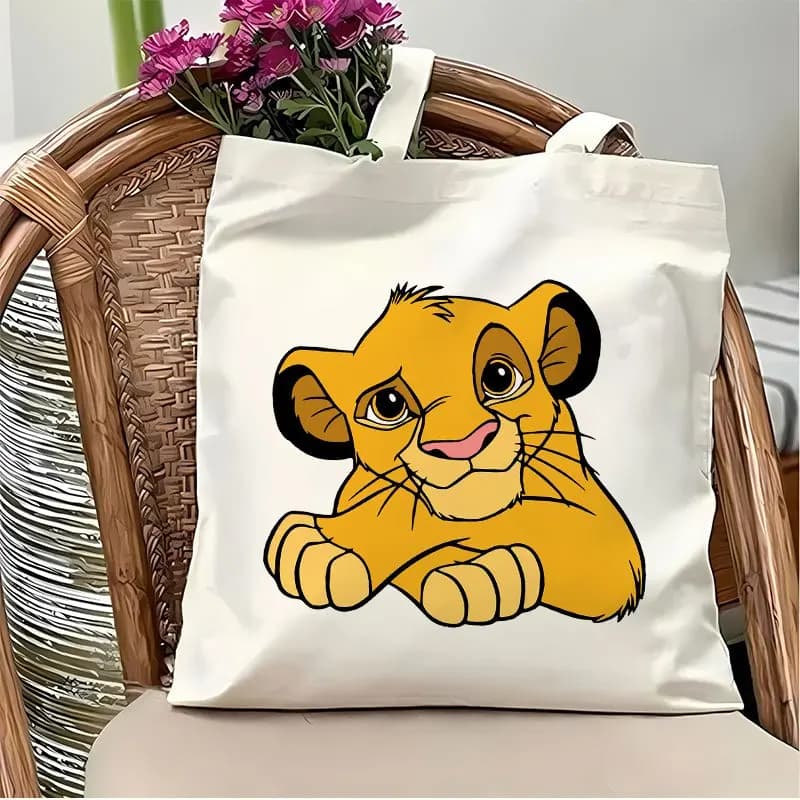 Borsa tote Simba Il Re Leone, borsa per la spesa riutilizzabile, adatta per l'uso quotidiano, lo shopping, i viaggi, un regalo adorabile per i fan di Disney