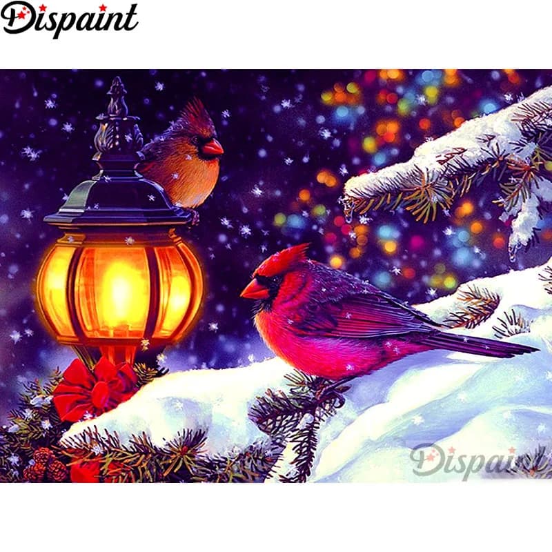 Dispaint Full Square/Round Drill 5D DIY Diamond Painting "Animal bird light" 3D Embroidery Cross Stitch Home Decor Gift A10942