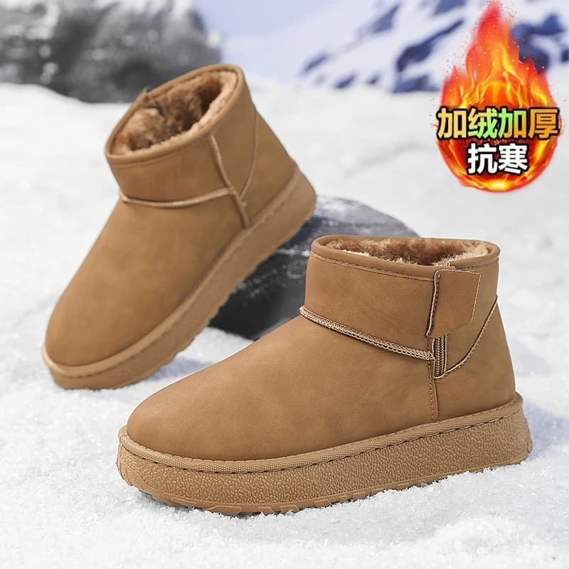 2026 Men Shoes Outdoor Men's Winter Leather Short Snow Boots Hiking Ankle Boots Waterproof Men Shoes Casual Work Shoes Footwear