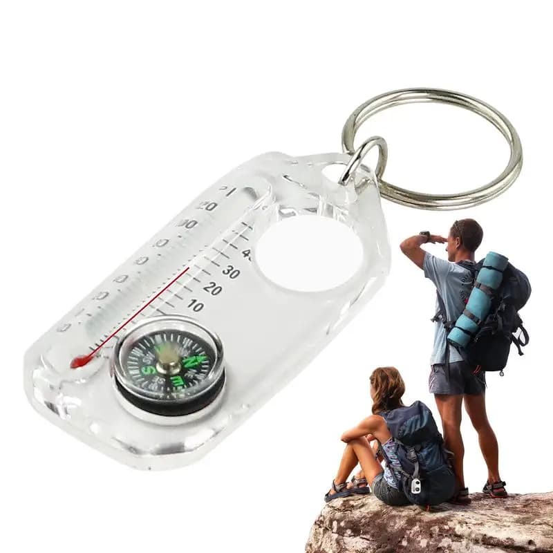 Mini bussola con fibbia per esterni Termometri di sopravvivenza Bussola Portachiavi Multi strumento tascabile Piccolo attrezzatura per escursionismo alpinismo