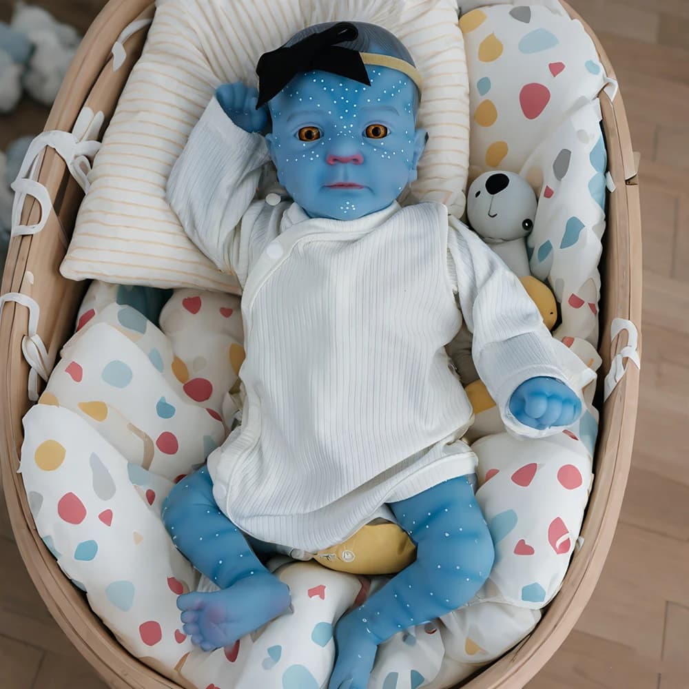 Bambola Reborn Avatar Fatta a Mano da 18 Pollici, Felicia, Realistica, Dipinta, Bambola Artistica da Collezione Blue Elien, Regalo per Bambini