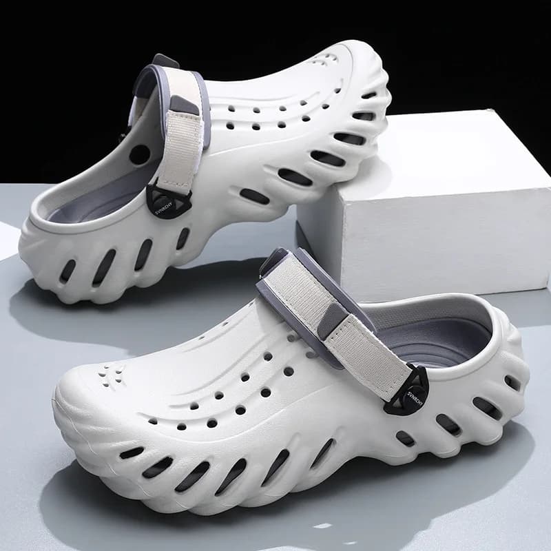Men's Summer Clogs Fashion Wave Shape Non-slip Water Swimming EVA Sandals Breathable Casual Slippers Outdoor