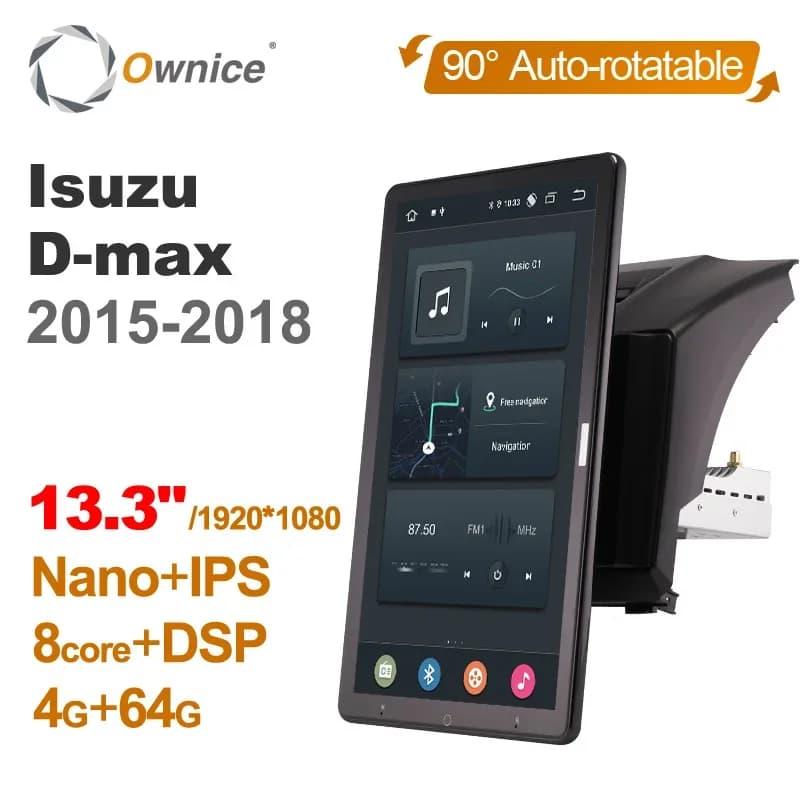 IPS PX6 13.3 pollici 1920*1080 Android 10.0 per Isuzu D-max 2015-2018 autoradio Auto Multimedia Video Audio GPS Auto girevole