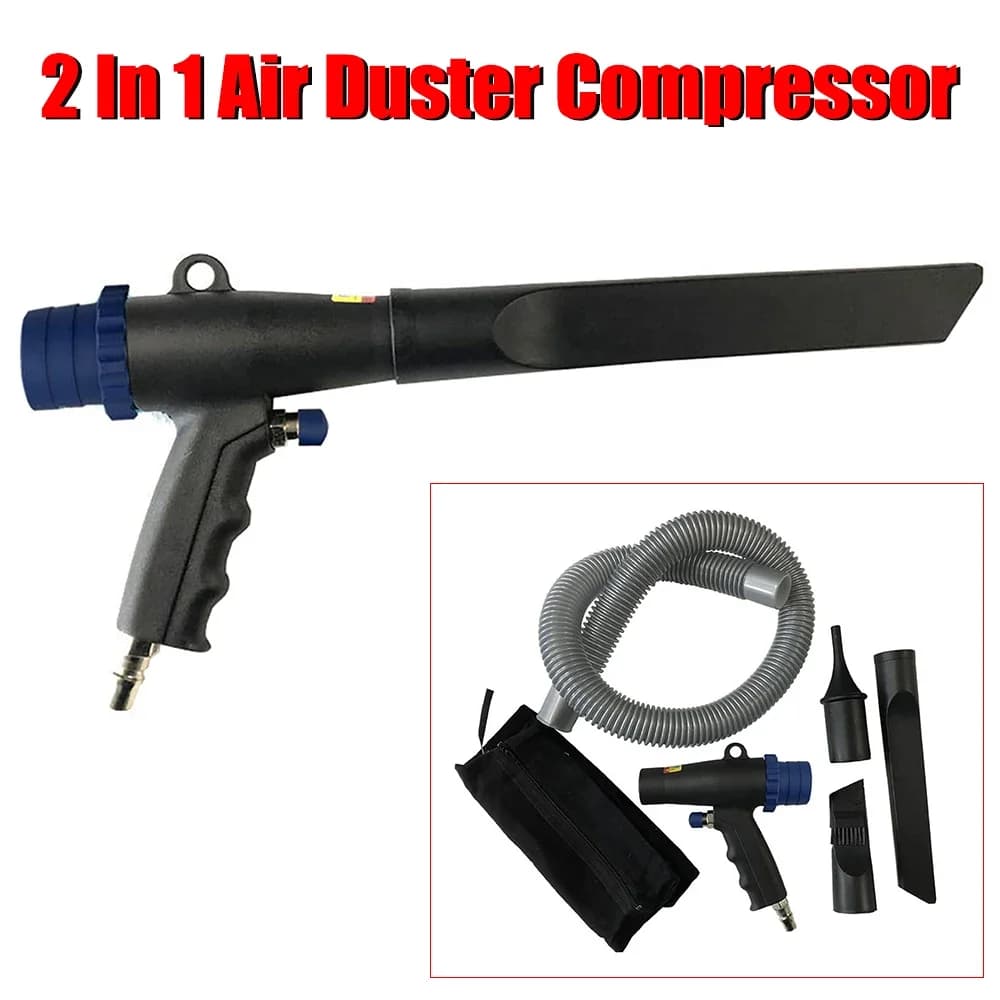 2 In 1 compressore per spolverino d'aria Kit di utensili pneumatici strumento per la pulizia dell'aspirapolvere della pistola del ventilatore di aspirazione della polvere pneumatica a doppio uso