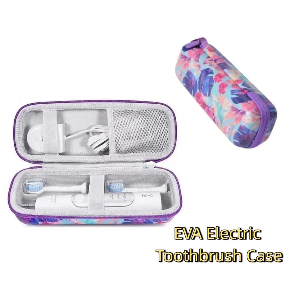 EVA rigid case for electric toothbrush, breathable with protective mesh, waterproof travel case with elastic straps