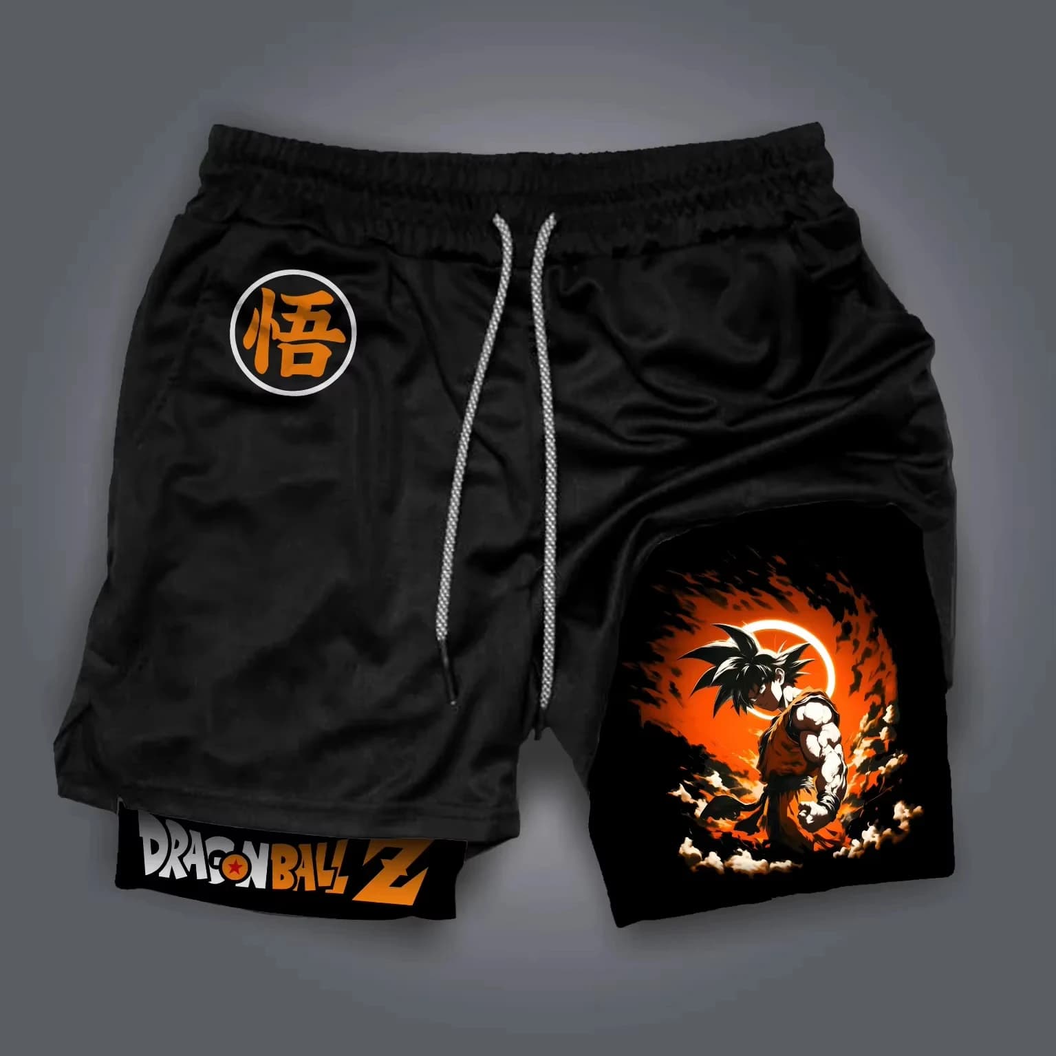 Pantaloncini a doppio strato stampati Dragon Ball GOKU Pantaloncini sportivi traspiranti estivi larghi da uomo e da donna Bandai