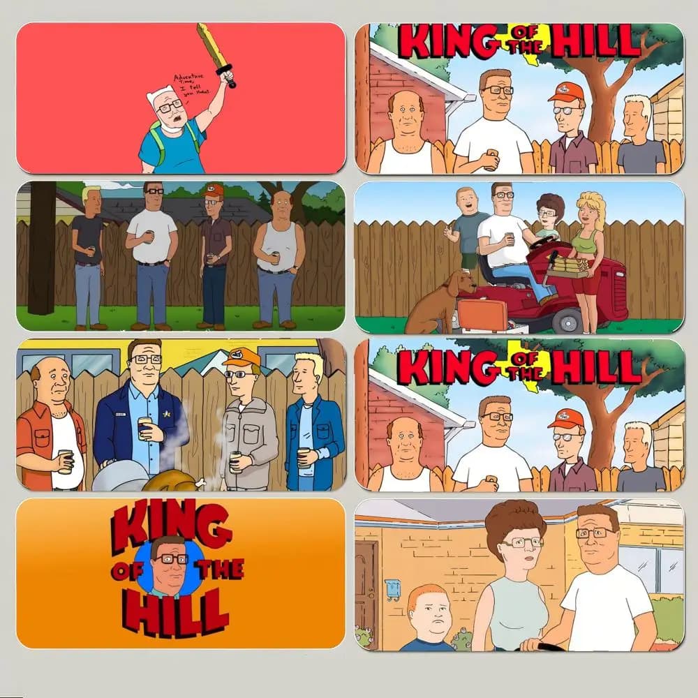 Divertente e rilassante tappetino per mouse con disegno a cartoni animati K-King of the Hill, grande tappetino per mouse da gioco con bordo cucito spesso e antiscivolo.