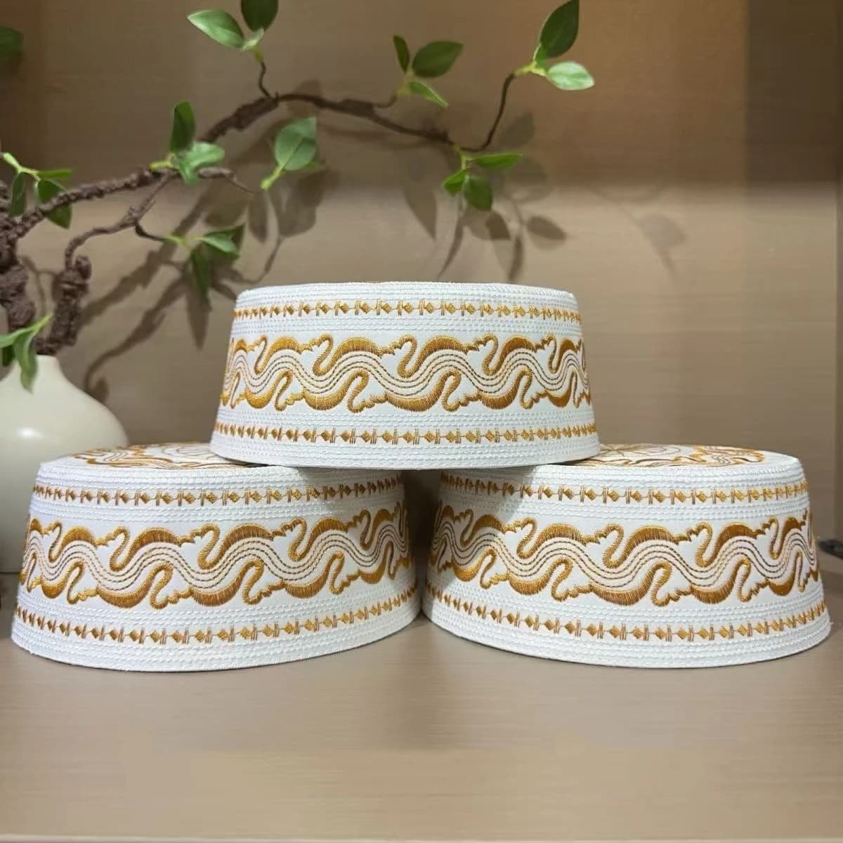 Cappelli Musulmani da Uomo, Copricapo da Preghiera Islamico, Taqiyah Kufi, Prodotti Turchi, Kippa Moderna in Poliestere 03576