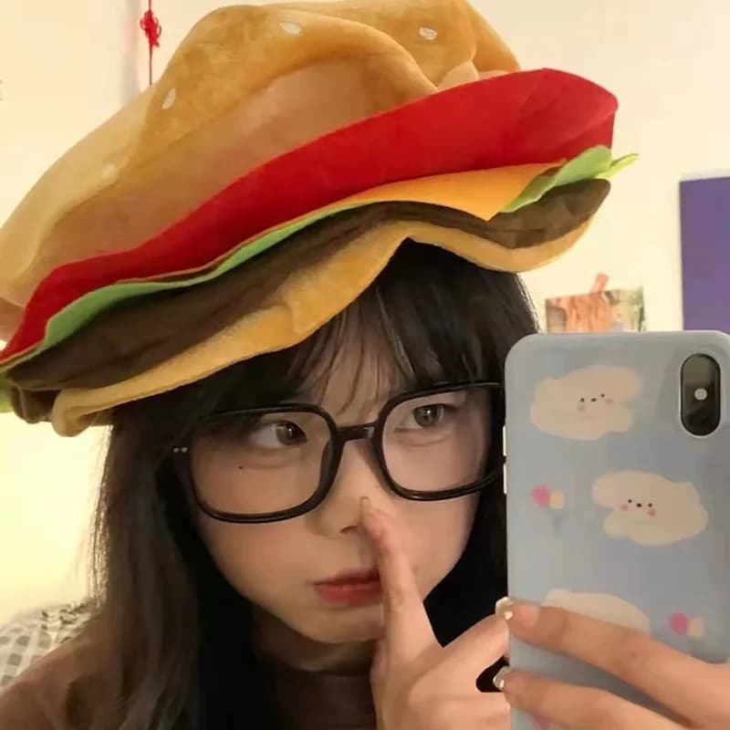 Cappello Divertente a Forma di Hamburger per Donna e Bambini, Costume per Carnevale, Halloween, Natale e Feste a Tema Fast Food