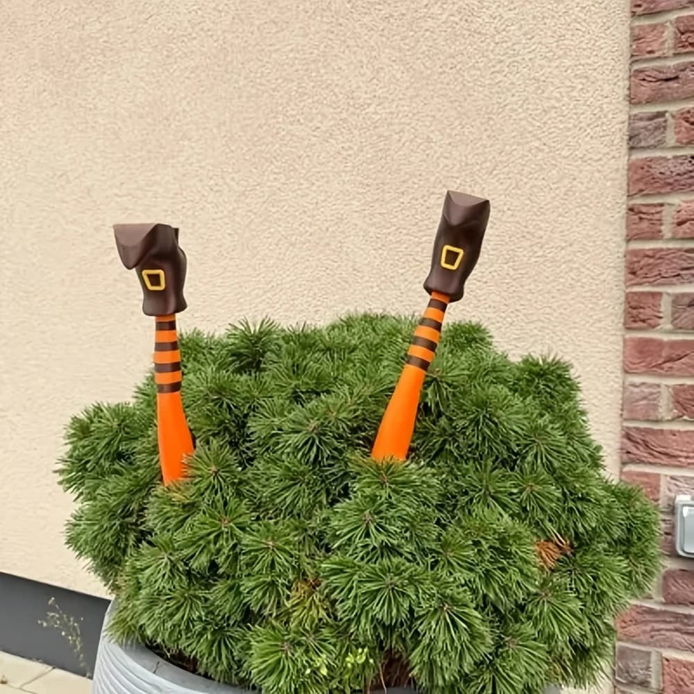 1 Paio di Decorazioni da Giardino a Forma di Gamba di Strega, Recinzione Gotica Fai-da-te per Vasi di Fiori, Carte Decorative per Torte, Utilizzabili per Piante in Vaso, Prato e Cortile