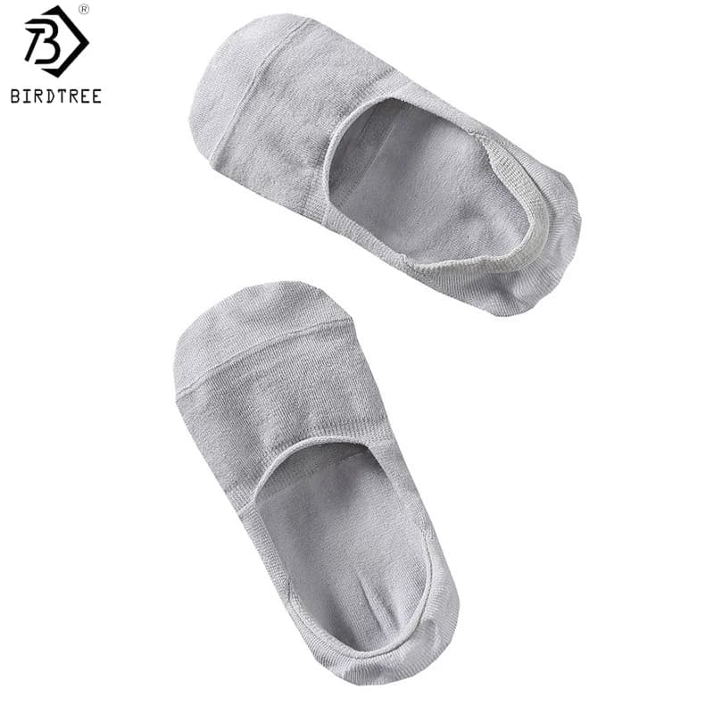 Birdtree, 3 Paia/Lotto Calzini Fantasmini 80% Seta 20% Spandex, Calzini Casual da Donna Sottili Morbidi Tinta Unita, Antiscivolo in Silicone A62211JF