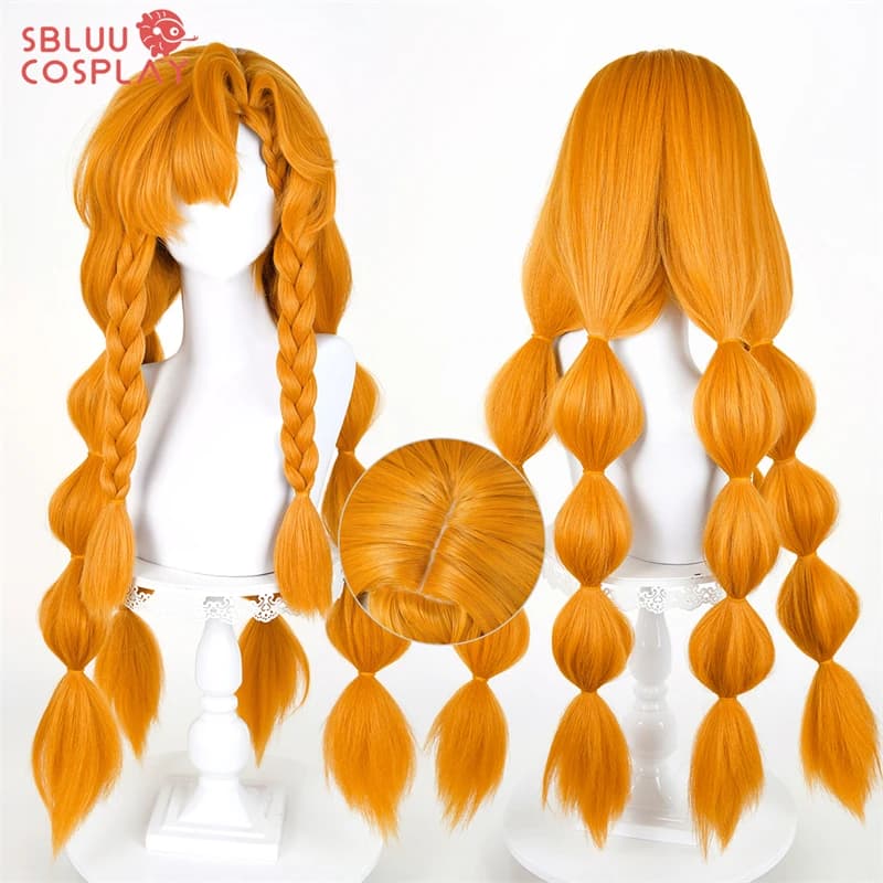 Parrucca Cosplay SBluuCosplay Wuthering Waves Sigrika, Arancione, Spessa con Filato Soffice, Accessorio per Halloween