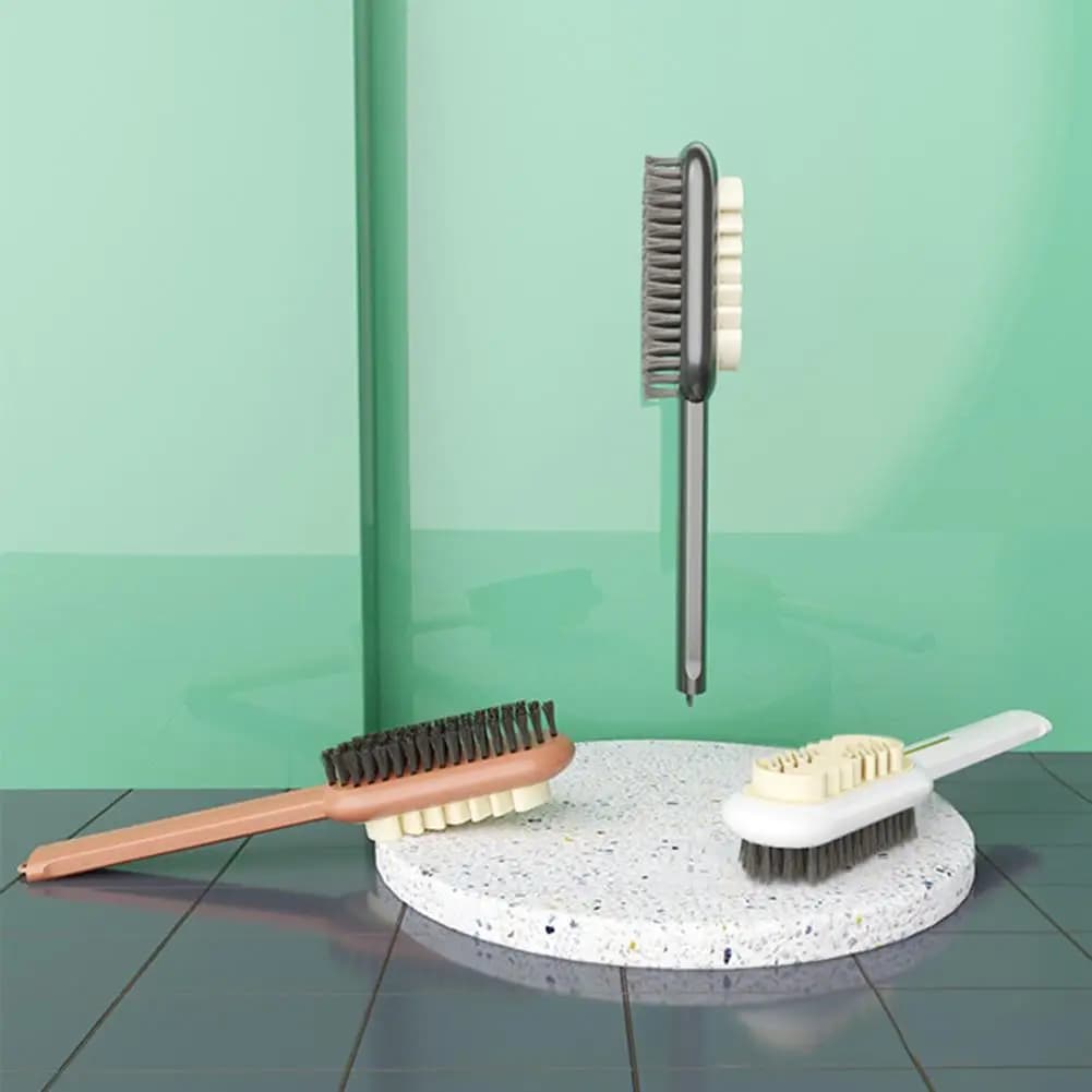 Spazzola per scarpe con manico lungo Set di spazzole per scarpe fronte-retro da 3 pezzi con setole dure Spazzola per massaggio in silicone Spazzola per scrub in pelle scamosciata 2 in 1