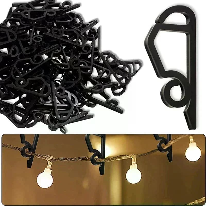 Ganci per grondaia per esterni Clip per luce natalizia Luci a corda sospese Morsetto per cavo Supporto per fune metallica Gancio per decorazioni natalizie resistente alle intemperie