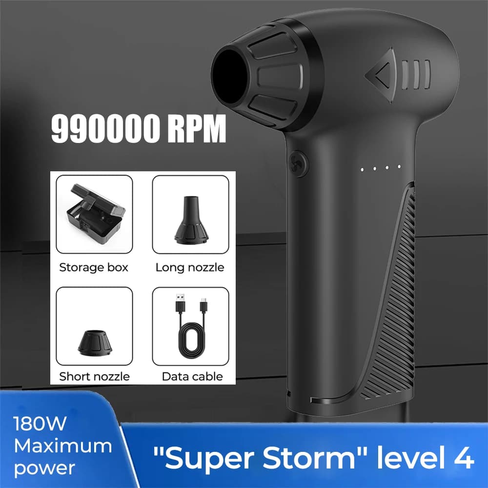 Ventilatore a getto wireless 180W 990000 giri/min Motore brushless Turbo Jet Blower Aspirapolvere per auto 52M/S Ventilatore portatile esterno