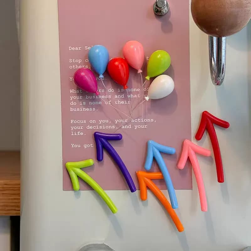 6 magneti da frigorifero con palloncino a freccia personalizzato e divertente, marchio carino, magnete di compleanno creativo, messaggio fotografico per frigorifero decorativo