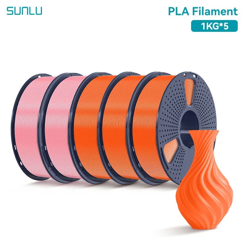 SUNLU 5KG PLA 3D Printer Filament 1.75mm Neatly Wound 3D Printing Filament Fit Most FDM 3D Printers, 1kg Spool (2.2lbs)