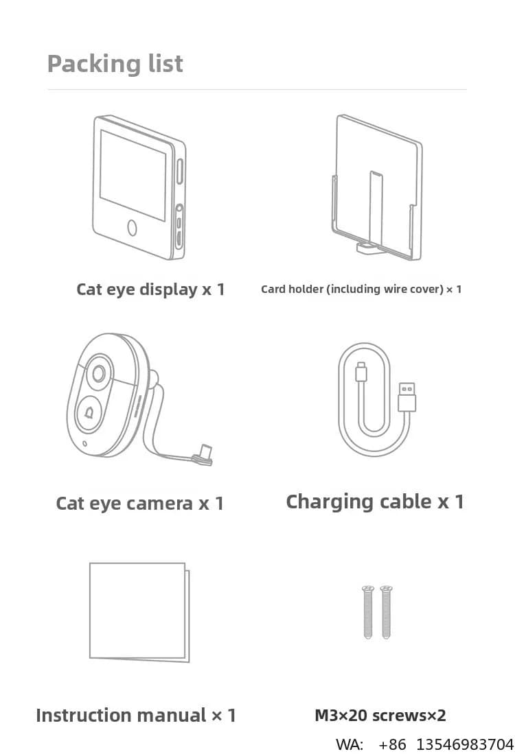 For Smart Cat Eye 2 Electronic Monitoring Camera 3-7MP Plastic Glass for Home Entrance Door Mijia Visual Doorbell 3