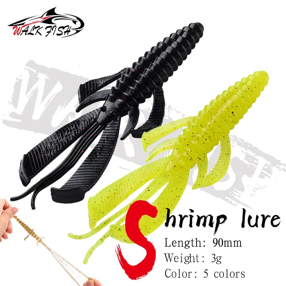 CAMMINARE PESCE 8PCS Pazzo Flapper Esche da pesca 90mm 3g Richiamo morbido Esche da pesca Morbide TPR Esche Gamberetti Spigola Peche Attrezzatura da pesca