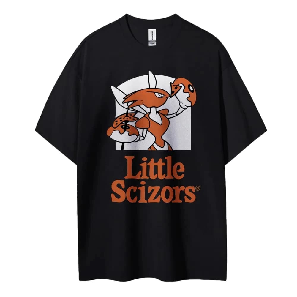 Unisex Oversized Crewneck T-Shirt Pokemon Scizor Little Scizors Cartoon Print High-Quality Premium Cotton Casual Daily Top