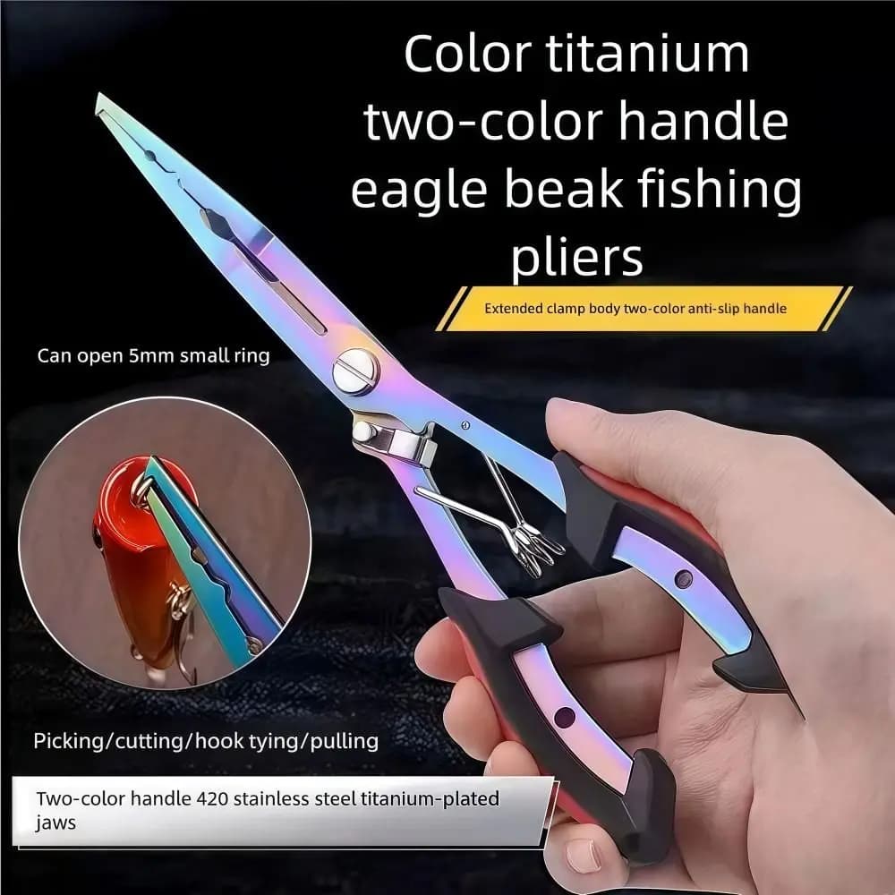 Pinza da pesca ad ago in acciaio inossidabile Pinza da pesca multifunzionale Pinza per esca Design tascabile Design leggero con serratura