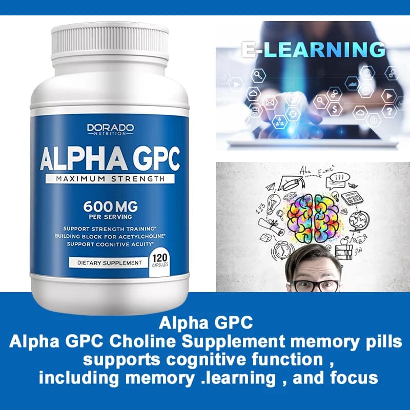 Integratore per il Cervello Alpha GPC Choline - Formula Avanzata per Acetilcolina, Memoria, Concentrazione e Supporto Cerebrale, Non-OGM