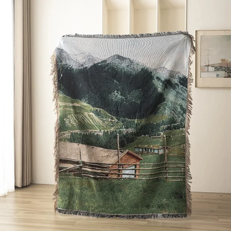 Scenic Tapestry Sofa Cushion Cover Artistic Vintage Universal Single Towel Rectangular Mixed Fabric Hand Washable Machine Was...