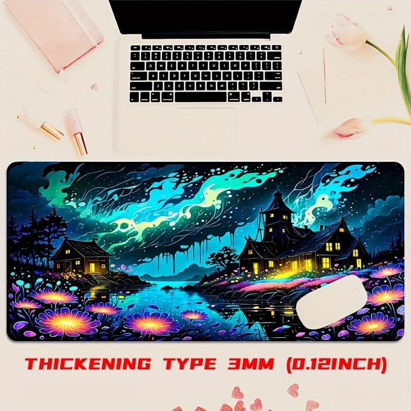Tappetino per mouse grande Dreamy Landscape 900x400x3MM Tappetino da scrivania Bordi cuciti Tappetino da tavolo in gomma antiscivolo per accessori da gioco per ufficio