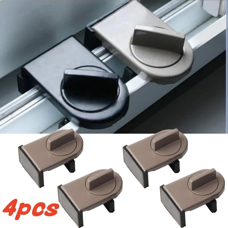 4 Set Tappo per fascia scorrevole Cinghie per serratura per armadietto Sicurezza per porta Serratura antifurto Serratura per porta per finestra scorrevole Limitatore di sicurezza per bambini