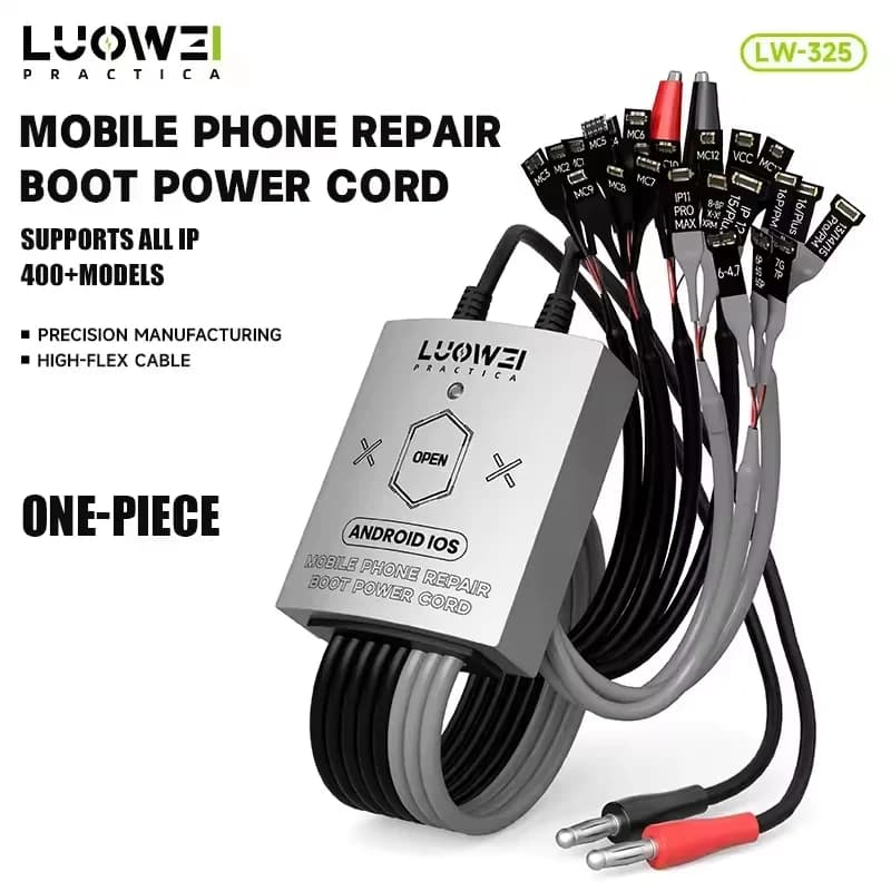 Cavo di alimentazione LUOWEI LW-325 per riparazione telefoni, per test schede madri iPhone serie 6-17 e Android, con 23 morsetti per cavi flessibili