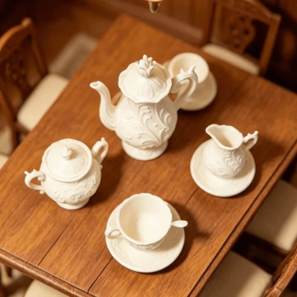 Miniature Dollhouse Teapot Miniature Scale 1:12 Simulation Model House Decor Accessories Mini Flower Relief Dish