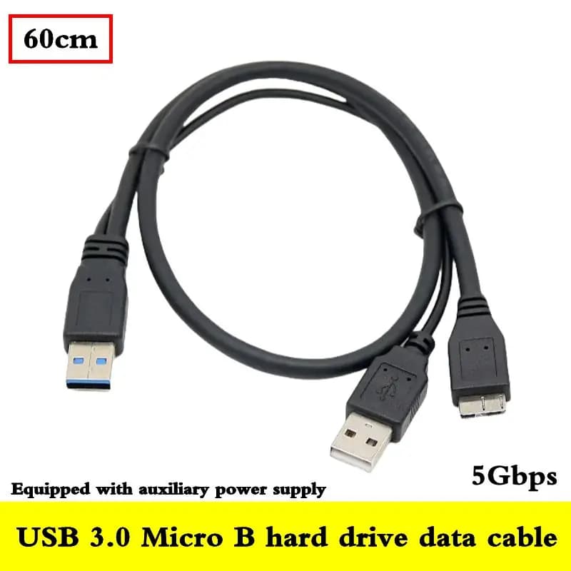 HDD USB 3.0 da 60 cm Tipo A Maschio a Micro B Maschio + Cavo 2.0 AM Y Cavo dati USB 3.0 per cavo dati disco rigido mobile esterno
