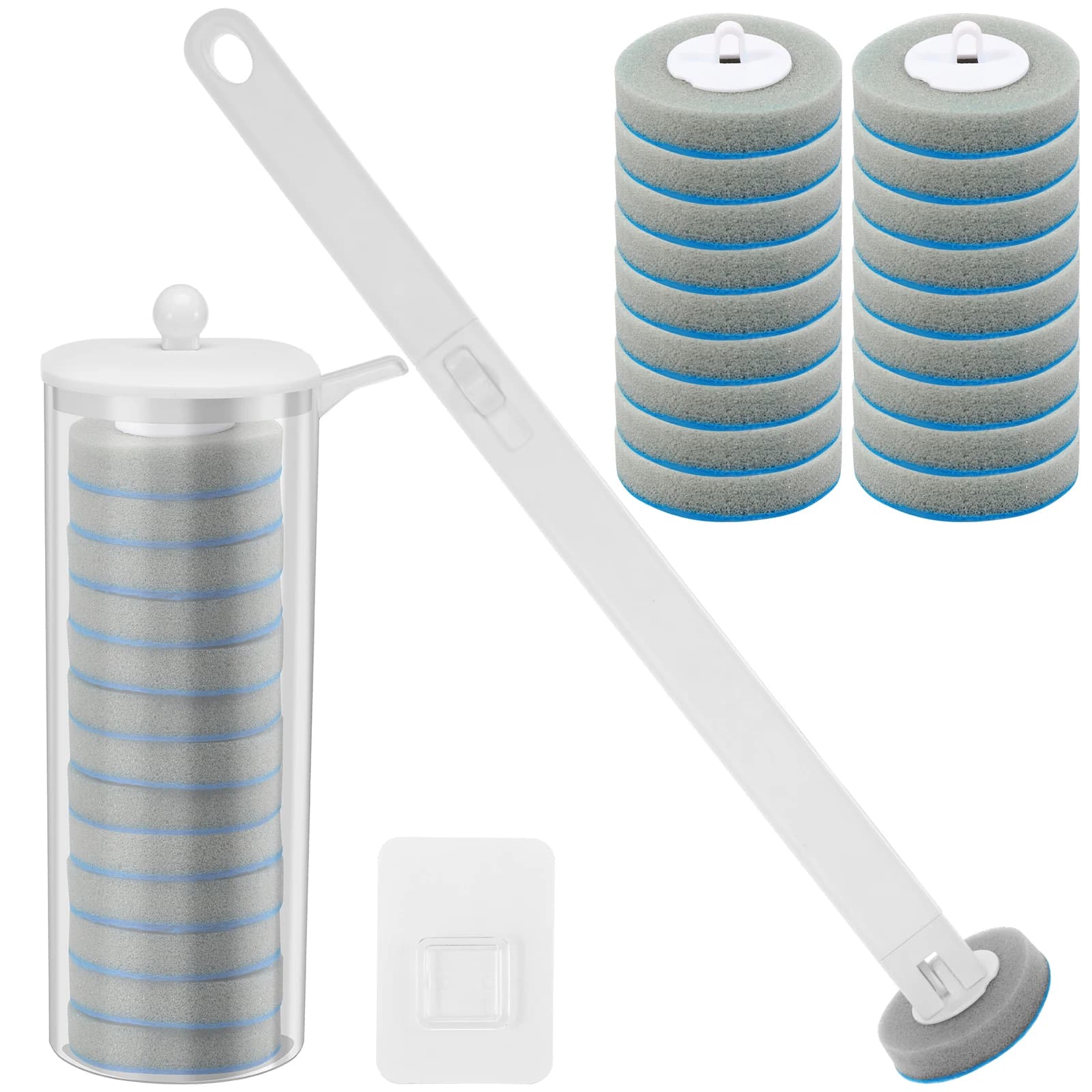 Nuovo kit di pulizia per scopino usa e getta Testina di ricambio Manico lungo Apertura automatica del coperchio Accessori per attrezzi da bagno per WC