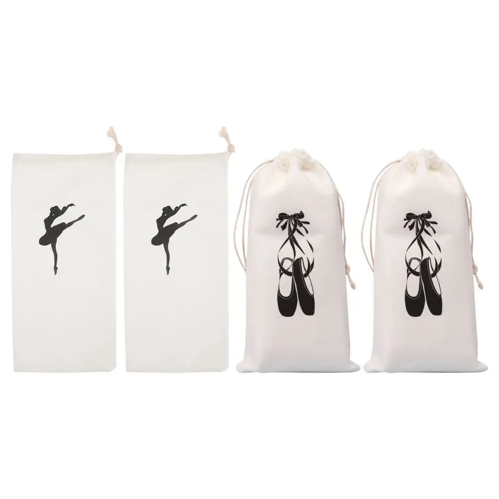 Set di 4 Borse Portascarpe da Danza, Sacche Portatili con Coulisse per Scarpe da Balletto, Borse per Accessori da Balletto, Custodie per Scarpe