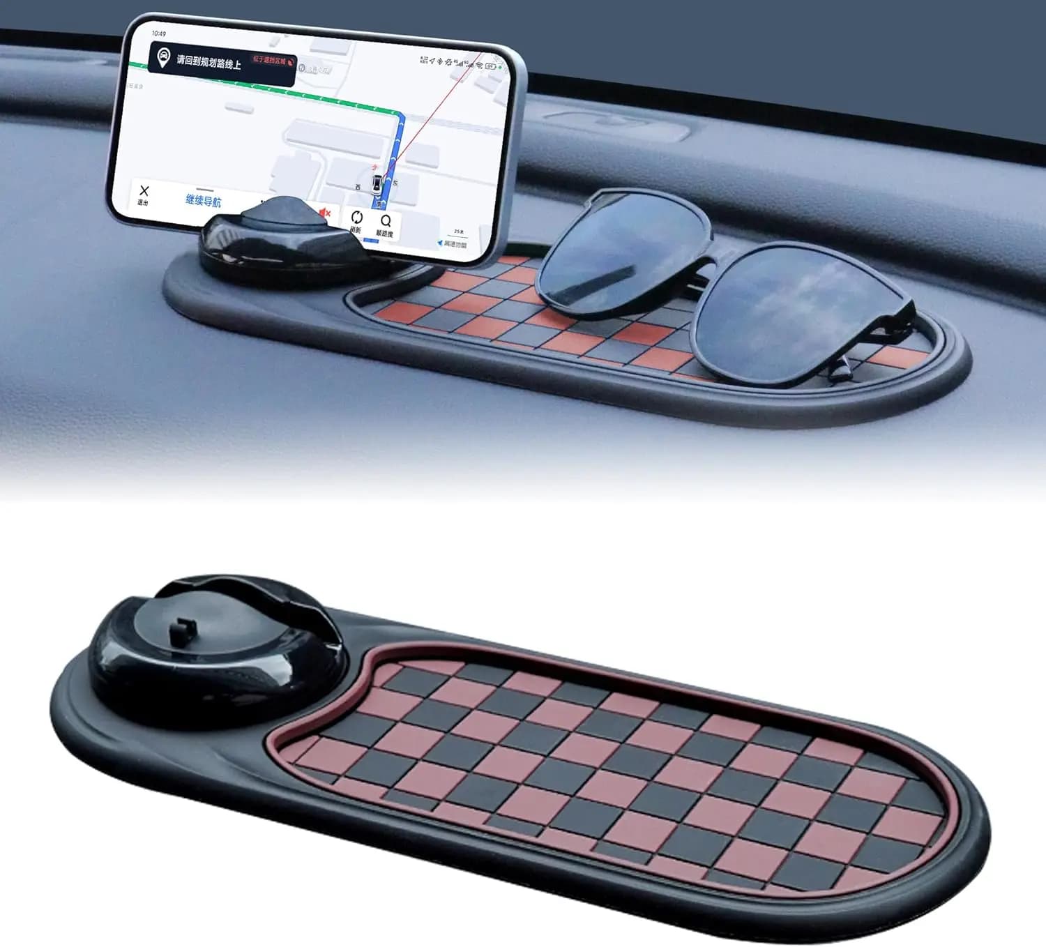 Tappetino universale antiscivolo per cruscotto auto con 360 ° Supporto per telefono girevole – Pad organizer multifunzionale per telefoni, occhiali da sole