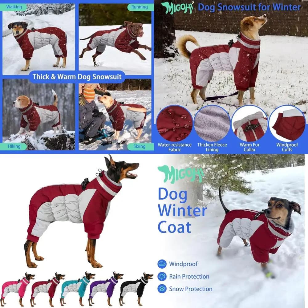 Cappotto invernale riflettente con imbracatura per cani di taglia grande - Giacca in pile, tuta da neve antivento a quattro gambe per cani di piccola taglia XL