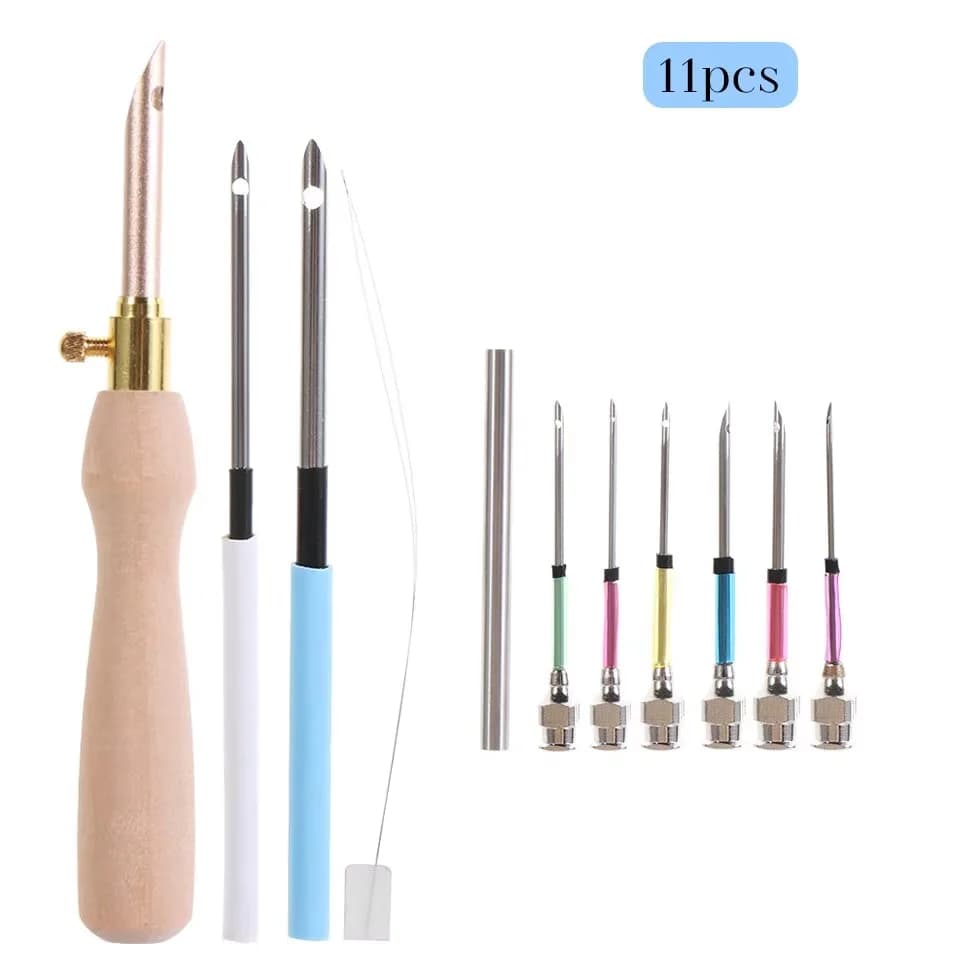Zxiixz 11-18 pezzi punzonatrice ago kit da ricamo filato di legno penna da ricamo uncinetto maglieria fai da te cuciture artigianali strumenti per cucire