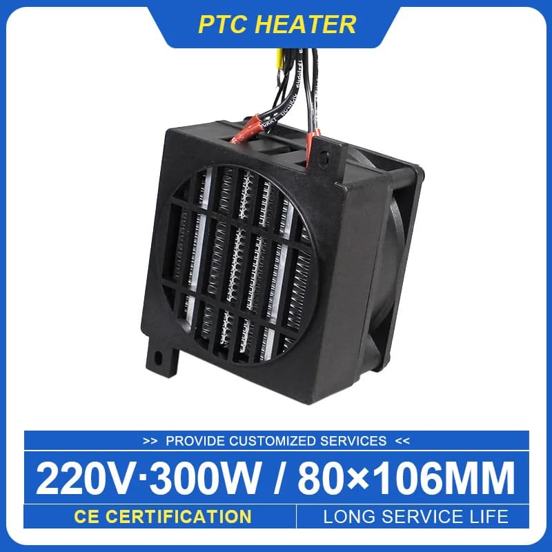 Riscaldatore elettrico a temperatura costante da 300 W 220 V CC Riscaldatore a ventola PTC Riscaldamento per piccoli spazi 106 * 80 mm