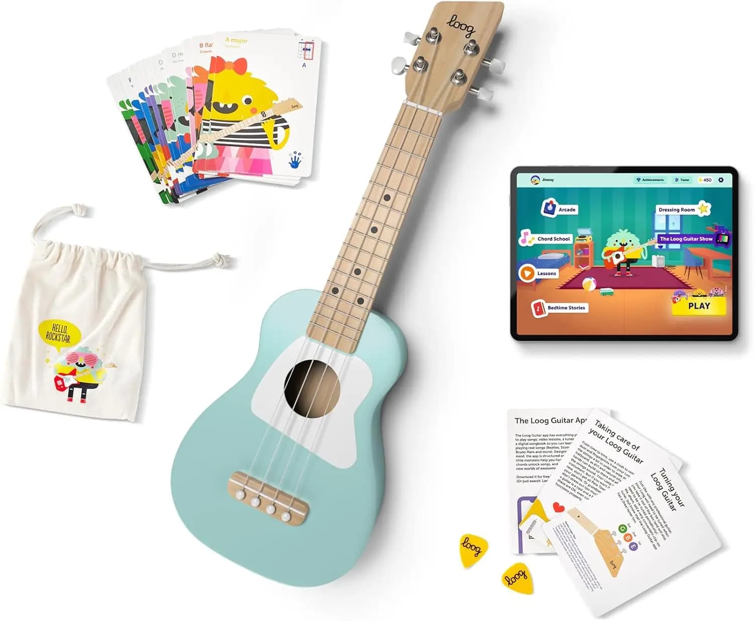 Soprano Wood Ukulele for Beginners and Kids, Includes App and Lessons, All Ages, Green