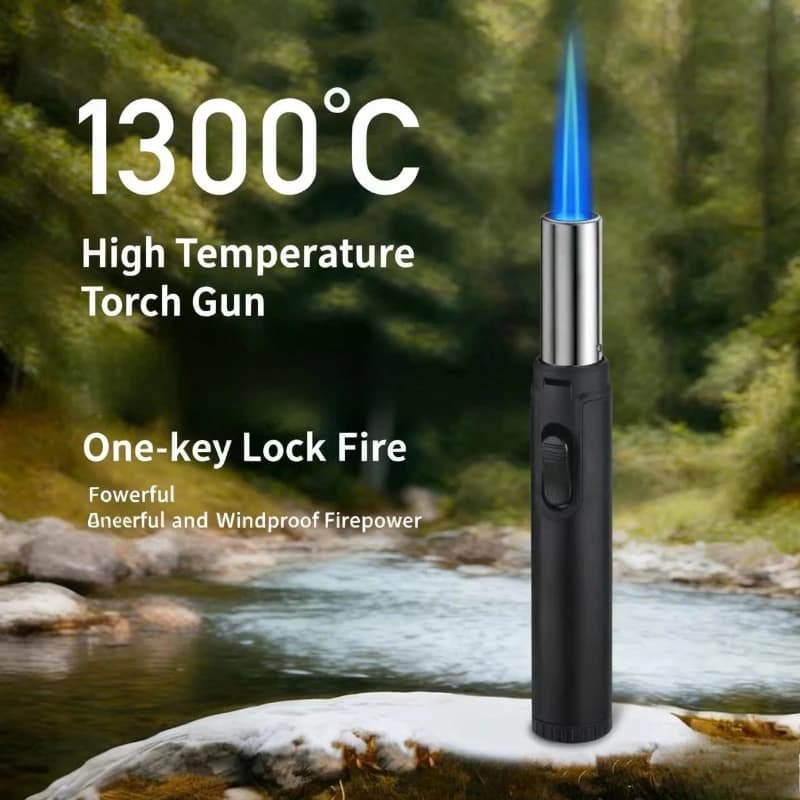 Creativity New Generation Windproof Direct Flame Cigar-Specific Portable Outdoor Camping BBQ High-Temperature Lighter Portable