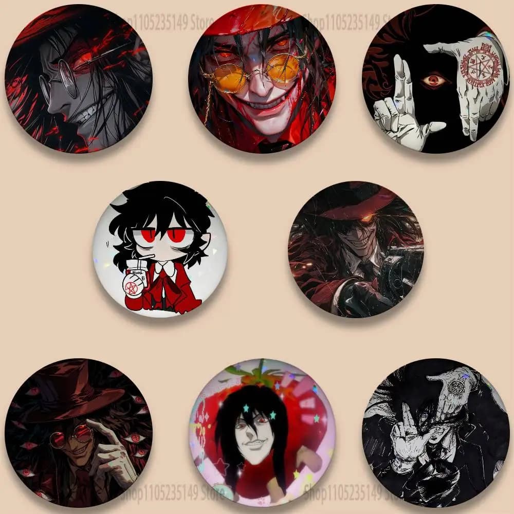 Alucard H-Hellsing 32/44/58mm Spille fatte a mano Spilla rotonda Distintivo Zaini Vestiti Gioielli Regali